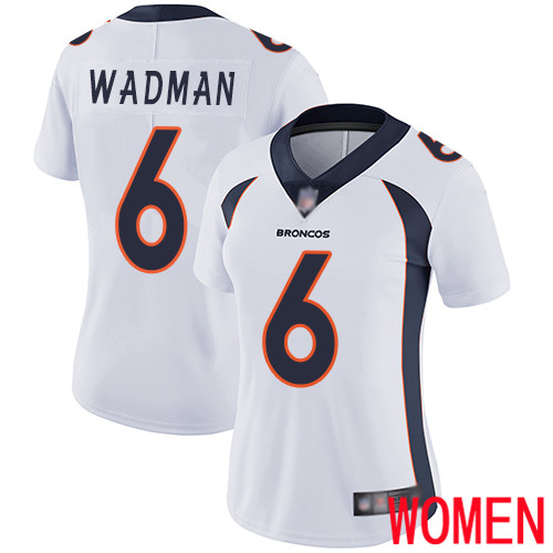 Women Denver Broncos 6 Colby Wadman White Vapor Untouchable Limited Player Football NFL Jersey